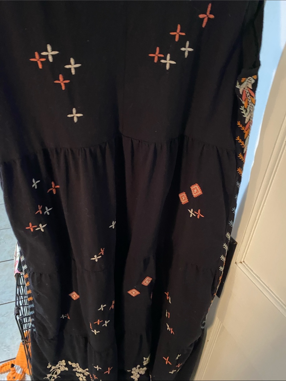 Johnny Was Black Maxi Dress with Multicolor Floral Embroidery - Picture 6 of 8